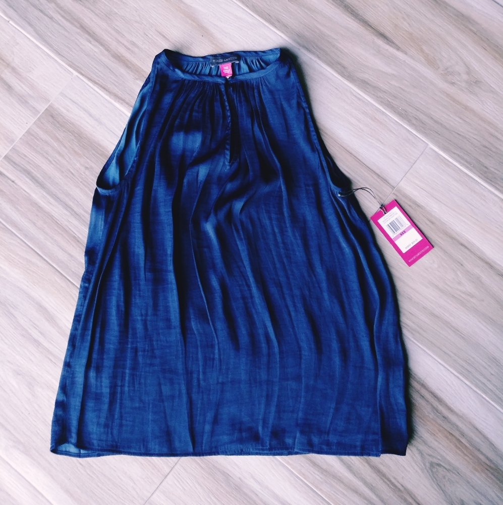 NWT XXS Vince Camuto Navy Blue Sleeveless Top